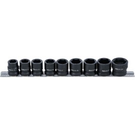 BGS 9551 Impact Socket Set Hexagonal Extra Flat 12.5 mm (1/2 Inch) SW 13-24 mm 9 Pieces