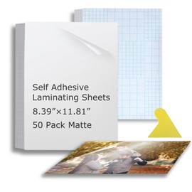 50 Pcs Matte Self Adhesive Laminating Sheets, A4 Size 8.5 x 12 Inches, 3 Mil Thick, No Machine Needed, Matte Finished Self Sealing Laminate Sheets for Anti-Glare Waterproof Paper and Photo Protection