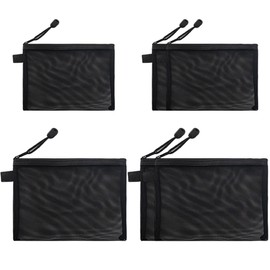 DEVENTORZ Mesh Cosmetic Pouch, Nylon Mesh Storage Bag, A5/B6, 2 Sizes, 3 Each, 6 Pieces, Ultra Lightweight, Translucent, Simple Mesh Pouch, For Cosmetics, Stationery, Bills, Documents, Portable Travel