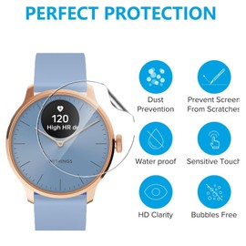 KUSINHOKA 3 Pack Screen Protector for Withings Scanwatch Light 37mm,HD Clear Scratch Resistant Bubble Free Easy Installation，Ultra Thin TPU Full Coverage Flexible Soft Film