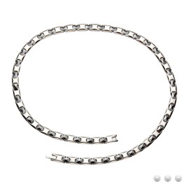 HAQI Germanium Necklace, Men's, Titanium + Ceramic, Magnetic Necklace, Hematite, Anti-Static, 21.7 inches (55 cm)