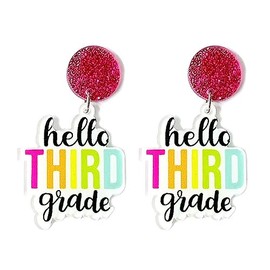 Azusa Sun Colorful Third Grade Drop Dangle Earrings for Women and Acrylic Back to School Earrings Teacher Appreciation Gifts