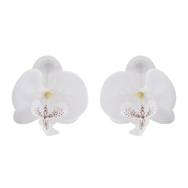 Caiyao Big Flower Large Butterfly Orchid Earrings for Women Colorful Phalaenopsis Orchid Blossom Floral Dangle Drop Earrings Unique Bohemian Oversized Acrylic Resin Flower Earrings-white
