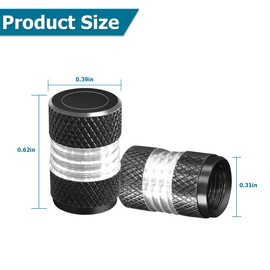 12PCS Car Tire Valve Stem Caps, Corrosion Resistant Aluminum Alloy Leak-Proof Car Wheel Pressure Caps Cover, Auto Accessories Universal for Vehicle SUV Truck Motorcycle Bike (Black)