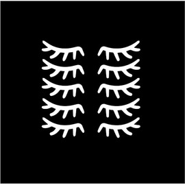 Set of 5 Vinyl Wall Art Decal - Small Eyelashes - 1" x 2" Each - Cute Laptop Skin Decal - Girly Teens Small Stencil Adhesive for Home Mirror Window Car Bumper Sticker (1" x 2" Each; White)