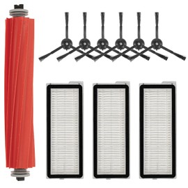 CHAIN PEAK (10 Pack) QRevo S Replacement Parts Compatible with Roborock QRevo S, QRevo Pro, QRevo Plus Robot Vacuum Cleaner Accessories Kit, 1 Roller Brush, 3 Hepa Filters, 6 Side Brushe, Black