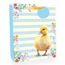 AKH® Easter Gift Bag | 23CM x 18CM x 10CM | Medium Easter Bunny Themed Gift Bag with Handles | Perfect for Treats, Egg Hunts & Party Favors | Chick