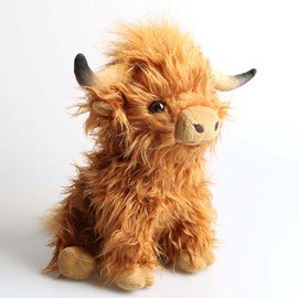 9.8inch Simulation Highland Cow Plush Toy Soft Stuffed Animal Doll Realistic Scottish Highland Cattle Plushies