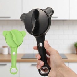4-in-1 Jar Opener | Adjustable Jar Opener for Seniors Kitchen Tool | Bottle & Can Opener with Non-Slip Pad for Large Pickle Jars Soda Wine – Left-Handed Kid-Friendly Dishwasher Safe
