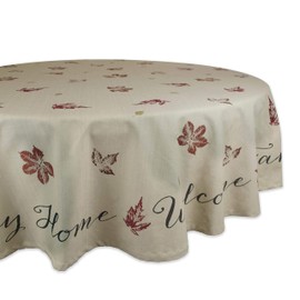 DII Rustic Autumn Leaves Kitchen Collection Thanksgiving & Fall Table Décor, Tablecloth, 70" Round