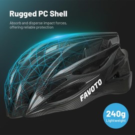 Favoto Bicycle Helmet for Adults Bicycle Helmet with Removable Inner Lining Adjustable Road Bike Helmet Scooter Helmet Mountain Bike MTB Helmet for Men Women Carbon Fibres L (58-61 cm)