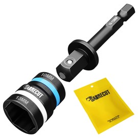 1 x SabreCut SCDIN10-13 Dual Size 10mm and 13mm Magnetic 62mm Long Reversable 2-in-1 Easy Clean Impact Rated Hex Head Nut Socket Driver for Drills and Impact Drivers
