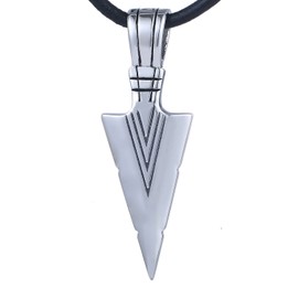 DonDon Inca Spear Point Men's Stainless Steel Lucky Charm Necklace with Black Gift Bag, Stainless Steel, No Gemstone