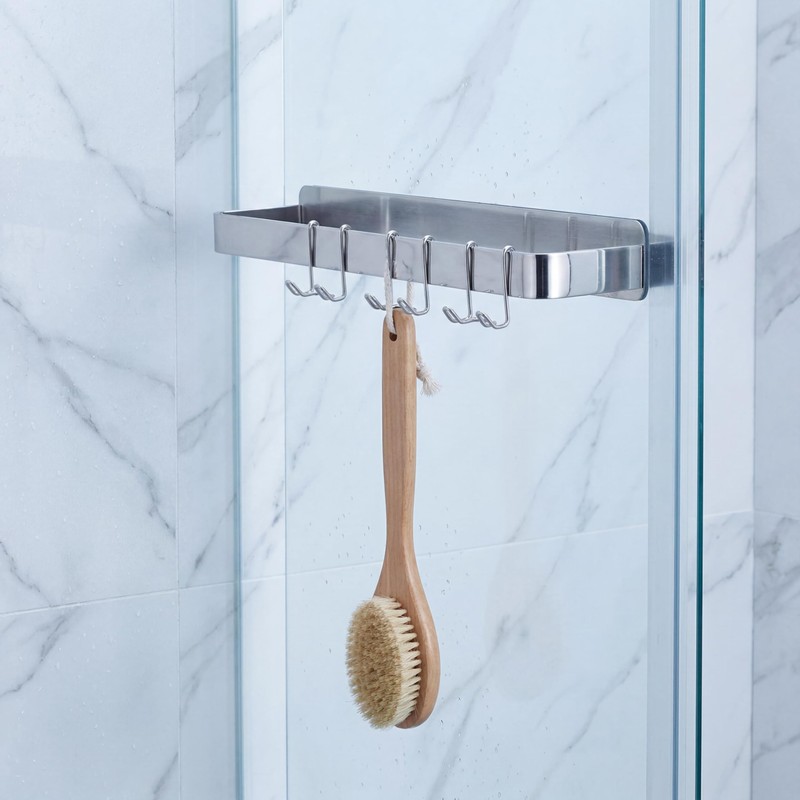 Shower Caddy with Hooks, Shower Shelf Hooks & Razor Organizer