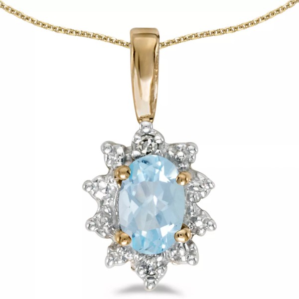 DIRECT-JEWELRY DON'T FORGET THE DASH 10k Yellow Gold Oval Aquamarine