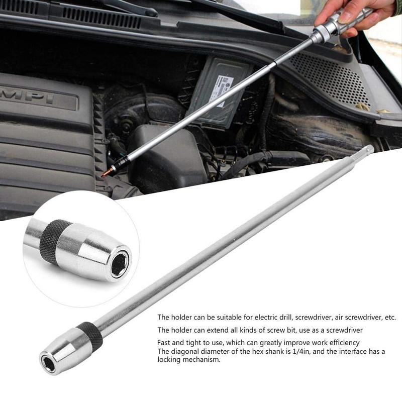 1/4inch Hex Shank Magnetic Bit Holder 300mm Silver Carbon Steel