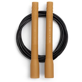 Elite Jumps Fit Rope or Fitness - Premium 4mm Pvc Speed Jump Rope - Indoor and Outdoor Exercise - Adjustable Cables, Aerobic Exercise, Gym & Home Fitness Workouts & More - Sand/Black