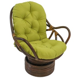 HomeStock Lakefront Luxury 48" X 24" Solid Twill Swivel Rocker Cushion - Mojito Lime Color, Classic Tufted Design for Rattan Swivel Rocker Chairs, Polyester Fabric, 6" Thick Cushion