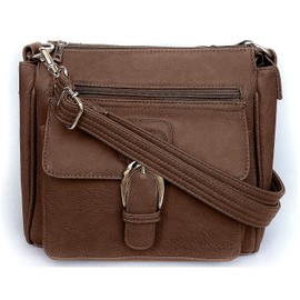 Roma Leathers Vegan Leather Front Buckle Concealed Gun Handbag (Dark Brown)