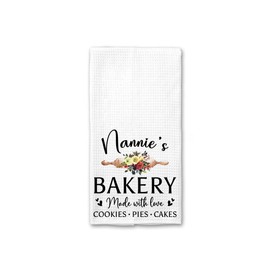AcevedoDesign Nannie's Bakery Kitchen Towel - Nannie's Kitchen Towel - Kitchen Towel for Cooking - Baking - Nannie's Tea Towel - Nannie's Dish Towel - Birthday - Mother's Day Kitchen Towel Gift