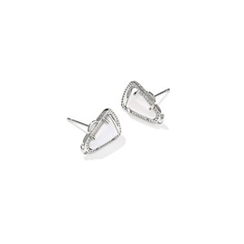Kendra Scott Cheer Stud Earrings, Rhodium-Plated Brass, Fashion Jewelry for Women, White Mother Of Pearl