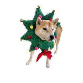 ComfyCamper Christmas Wreath Neck Scrunchie Dog Costume - Xmas Ugly Sweater Large Medium Small French Lab Cosplay, Large, Green