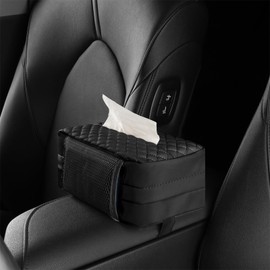 Car Tissue Holder, Car Napkin Cover, Car Tissue Box, Car Tissue Paper Box, Napkin Holder for Car, Tissues Box Suitable for 120 Standard Tissues - Black