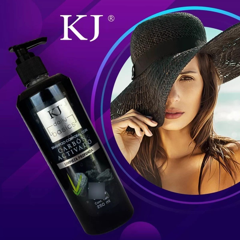 KJ Jabón Facial Shampoo Corporal Con Carbón Activado Kj 250ml