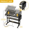 DWVO Height Adjustable Drawing Desk with Charging Station & Wheels,
