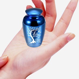1pcs 6.5cm Small Urns Mini Cremation Human Ashes Holder Aluminum Alloy Memorial Keepsake Ash Funeral Urn for Pet Small Ashes Urns for dog pet(Blue)
