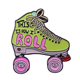 This is how I roll roller skates enamel pin retro skating brooch funny puns Roller Derby badge vaporwave aesthetic 80s kids gift
