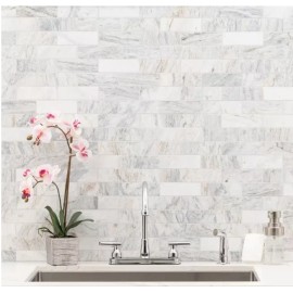 MSI Capri Blue Subway 12in x12in Honed Marble Mosaic Floor Wall Tile