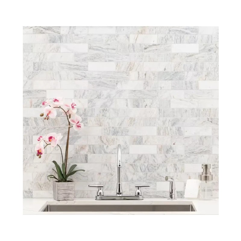 MSI Capri Blue Subway 12in x12in Honed Marble Mosaic Floor