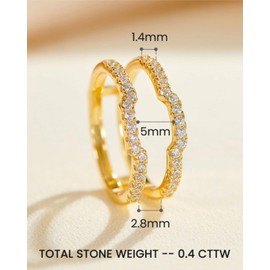 Blongme Cubic Zirconia Curved Wedding Band for Women Guard Ring Enhancers Engagement Ring 925 Yellow Gold Size 10