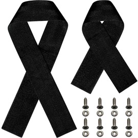 Fishing Rod Holder Straps for Boat Deck, Secures 5 Rods, 28.35-inch Handle Strap & 18.5-inch Rod Tip Strap with Stainless Steel Hardware, Multi-Purpose Use, Black