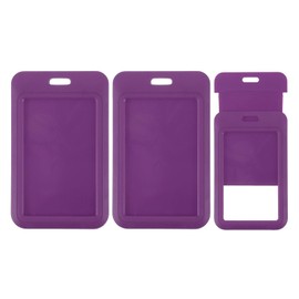 PATIKIL 3 Pack Clear Badge Holder, Plastic ID Badge Holder Clear Window Vertical ID Protector Clips for Credit Cards Proximity Key Cards Licenses, Purple