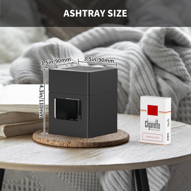 Rechargeable Mini Ashtray with Lid,Detachable Ash tray with Lighter,Aluminum Smokeless