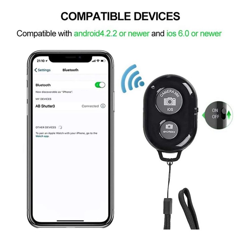 Wireless Camera Shutter Remote Control for Smart Phones- Compatible with