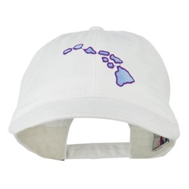 e4Hats.com Hawaii State Map Embroidered Washed Cap - White OSFM