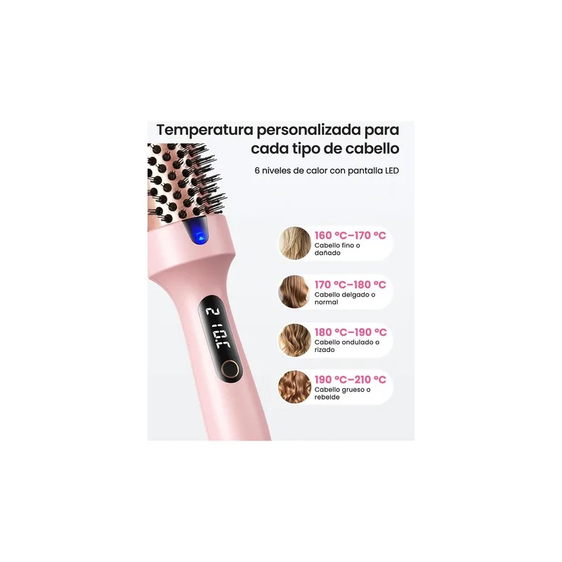 Peine Térmico 3 En 1 Rosa Alisa El Cabello Encrespado
