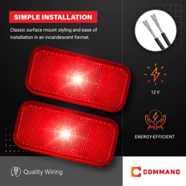 Command Electronics OEM 12V Modern Incandescent RV & Trailer Clearance Light – Made in USA – Red, White Base – 2-Pack