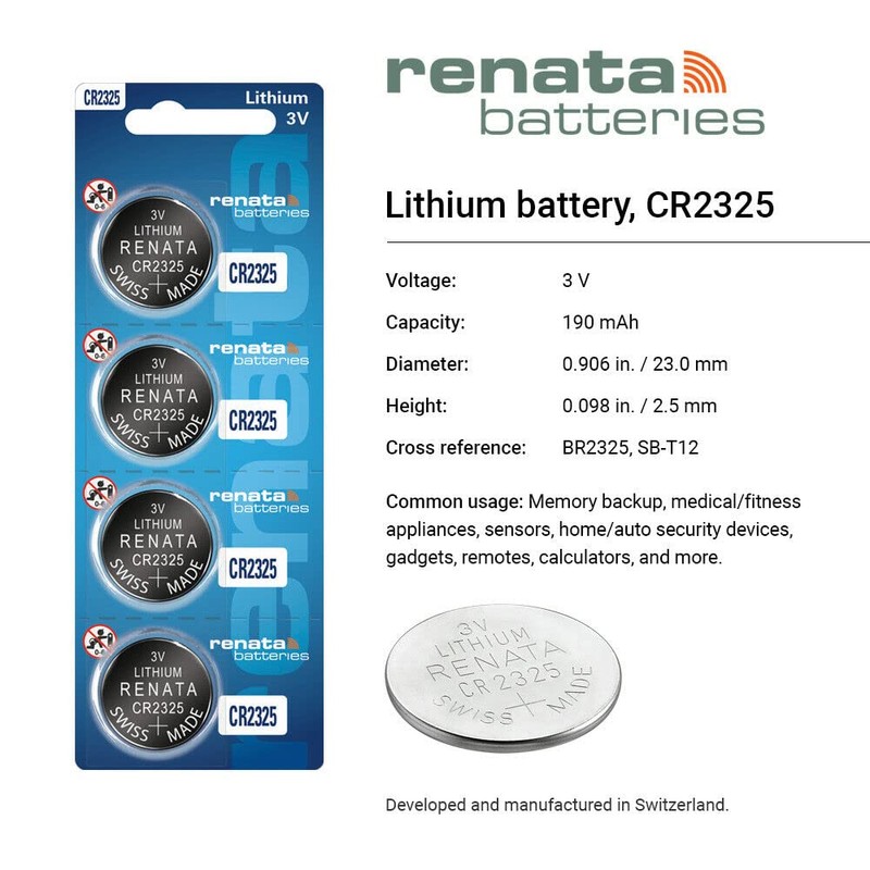 Renata CR2325 Batteries - 3V Lithium Coin Cell 2325 Battery