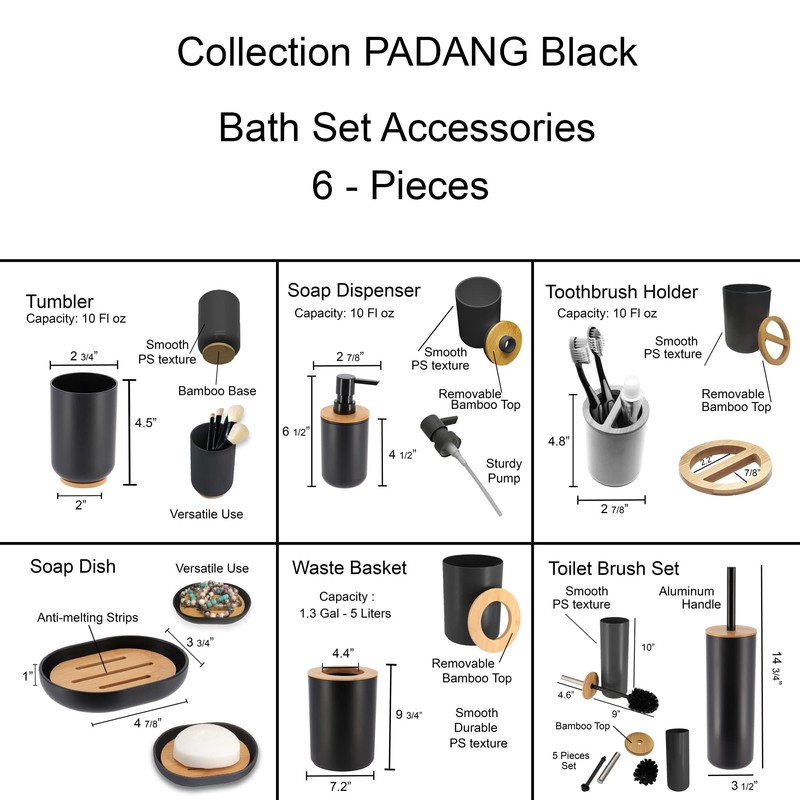 Bamboo-Based Black Padang Vanity Bathroom Tumbler Cup - Ideal as
