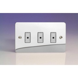 Varilight 3-Gang 1-Way Remote/Tactile Touch Control Master LED Dimmer Light Switch 3 x 0-100W (Max 10 LEDs) Polished Chrome JFCE103