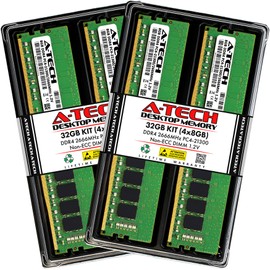 A-Tech 32GB Kit (4x8GB) RAM for Dell OptiPlex XE3, 7070, 7060, 5070, 5060 (Tower/SFF) | DDR4 2666 MHz DIMM PC4-21300 UDIMM Memory Upgrade