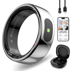 Smart Ring with Instant Notification Alerts & Gesture Control - Sleep Tracker Ring, Fitness Ring for Steps & Heart Rate, IP68 Waterproof (Silver, 9)