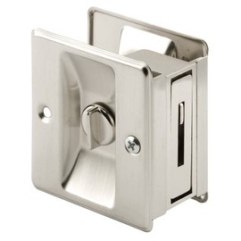 Prime-Line N 7239 Pocket Door Privacy Lock with Pull - Replace Old or Damaged Pocket Door Locks Quickly and Easily – Satin Nickel (Single Pack)