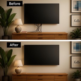 EVEO® in Wall Cable Management Kit - TV Cord Hider for Wall Mounted TV Wire Hider for Wall, TV Cable Hider Wall Kit & Wall Cable Management TV Cable Hider - 2 White Wall Grommets for Cables