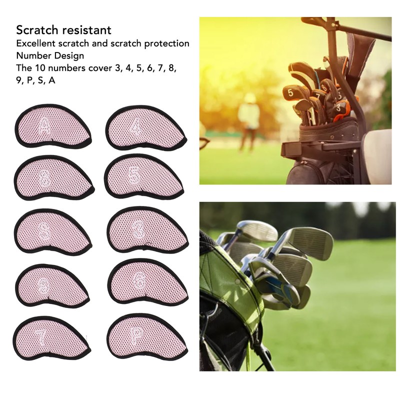 10 PCS Golf Club Head Covers Golf Iron Pole Net