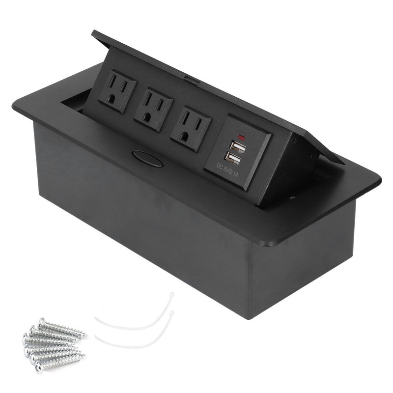 Power Socket Slow Opening Waterproof Modern Recessed Power Strip Desk